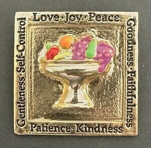 Vintage JJI Pin Brooch Fruits of the Spirit Love Joy Peace Goodness Kindness